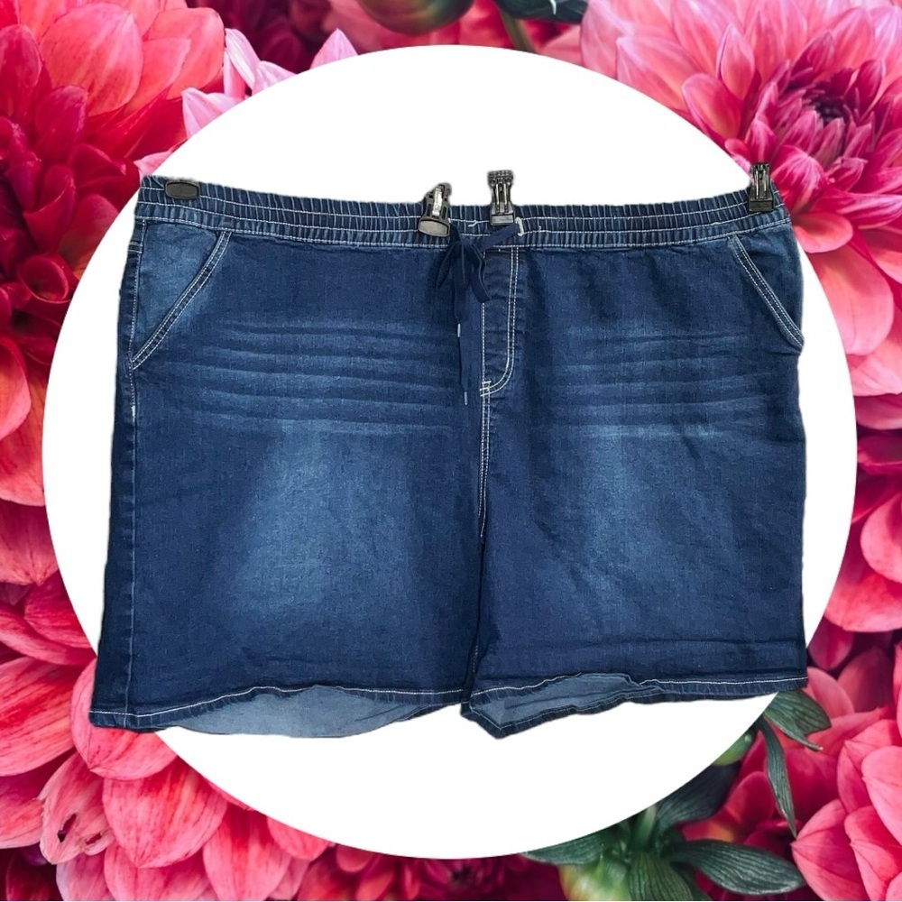 BloomChic Dark Blue Jeans Elastic Waist w Tie Women Plus Size 30